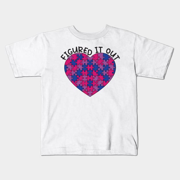 "Figured It Out" Bisexual Pride - Puzzle Heart Kids T-Shirt by LaLunaWinters